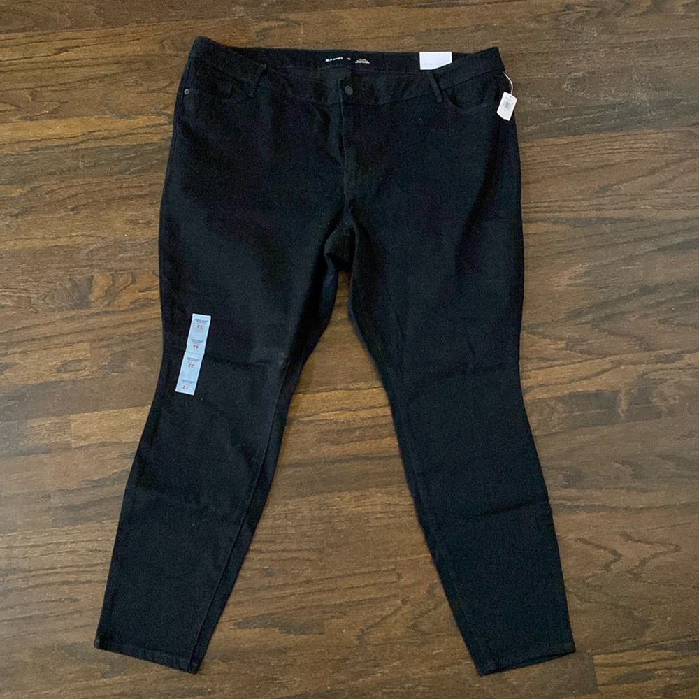 New Old Navy black mid rise rockstar super skinny‎ stretch denim jeans